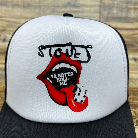 Rolling Stones Mens Trucker Hat Black Snapback Tumbling Dice 1972 Baseball Cap - Picture 3 of 8